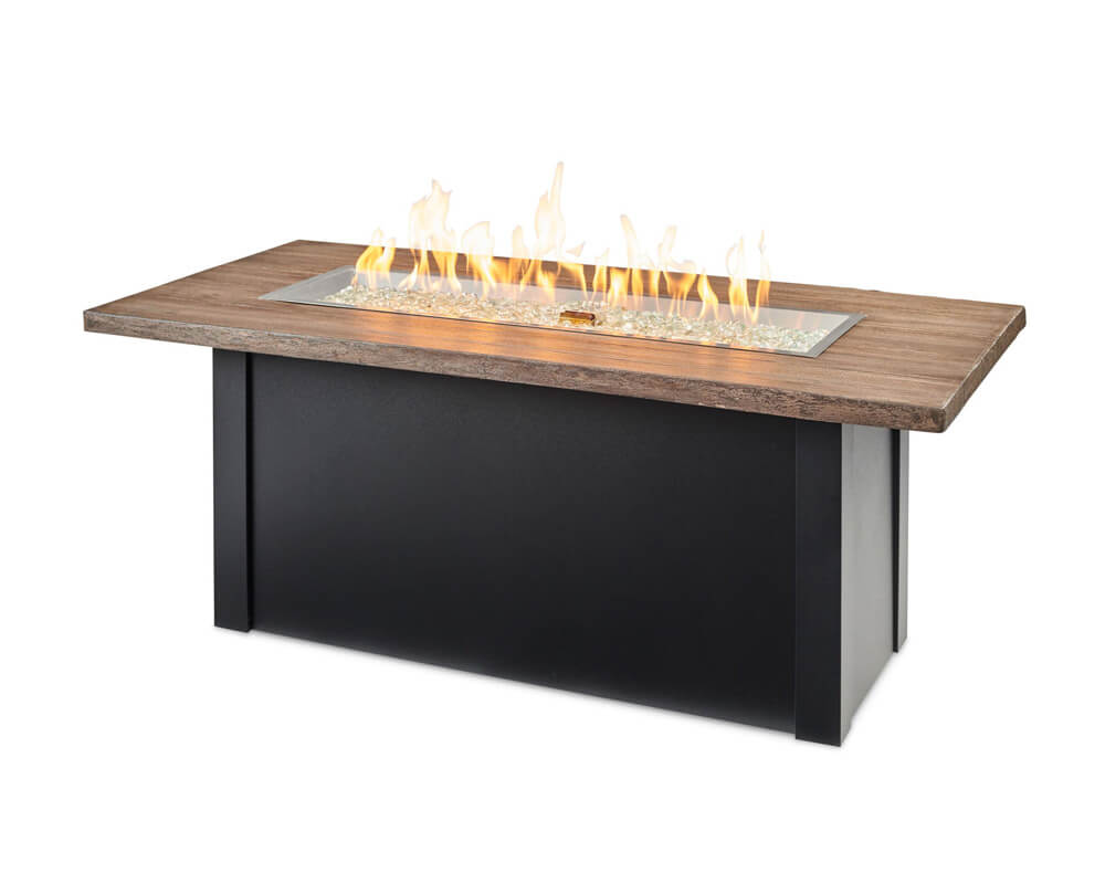 Driftwood Havenwood Linear Gas Fire Pit Table with Luverne Black Base