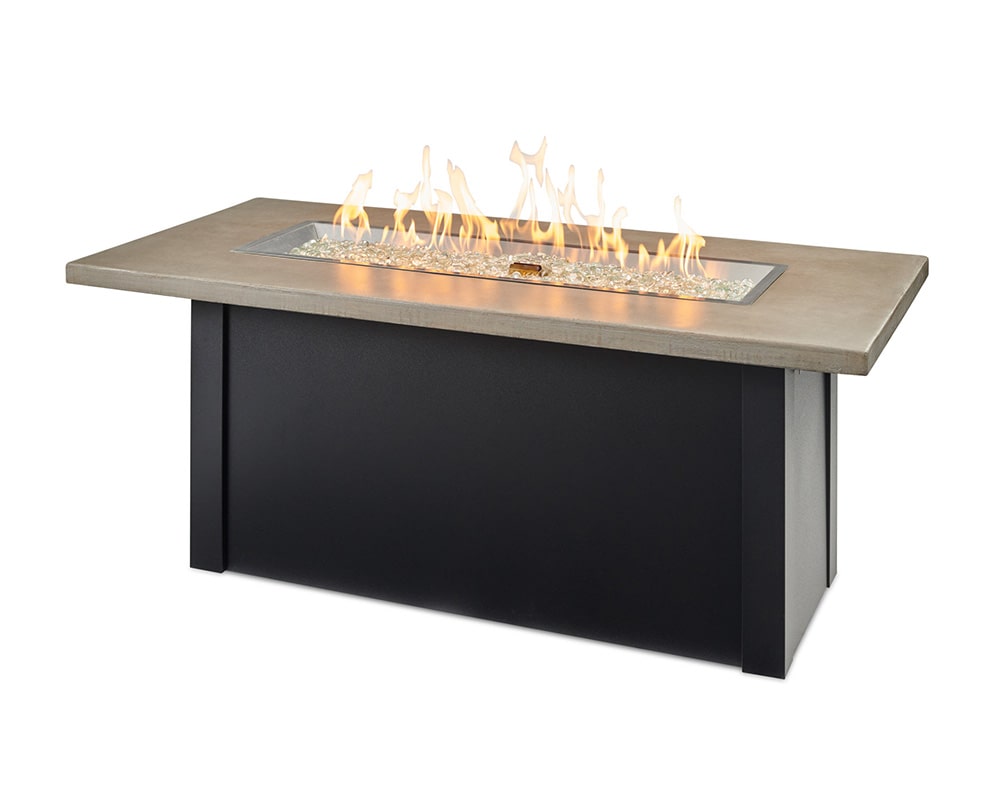 Pebble Grey Havenwood Linear Gas Fire Pit Table with Luverne Black Base