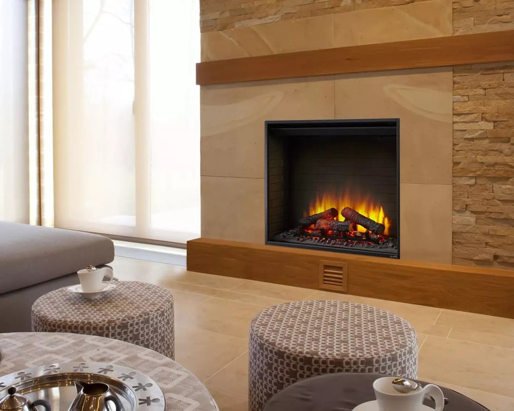built-in fireplace